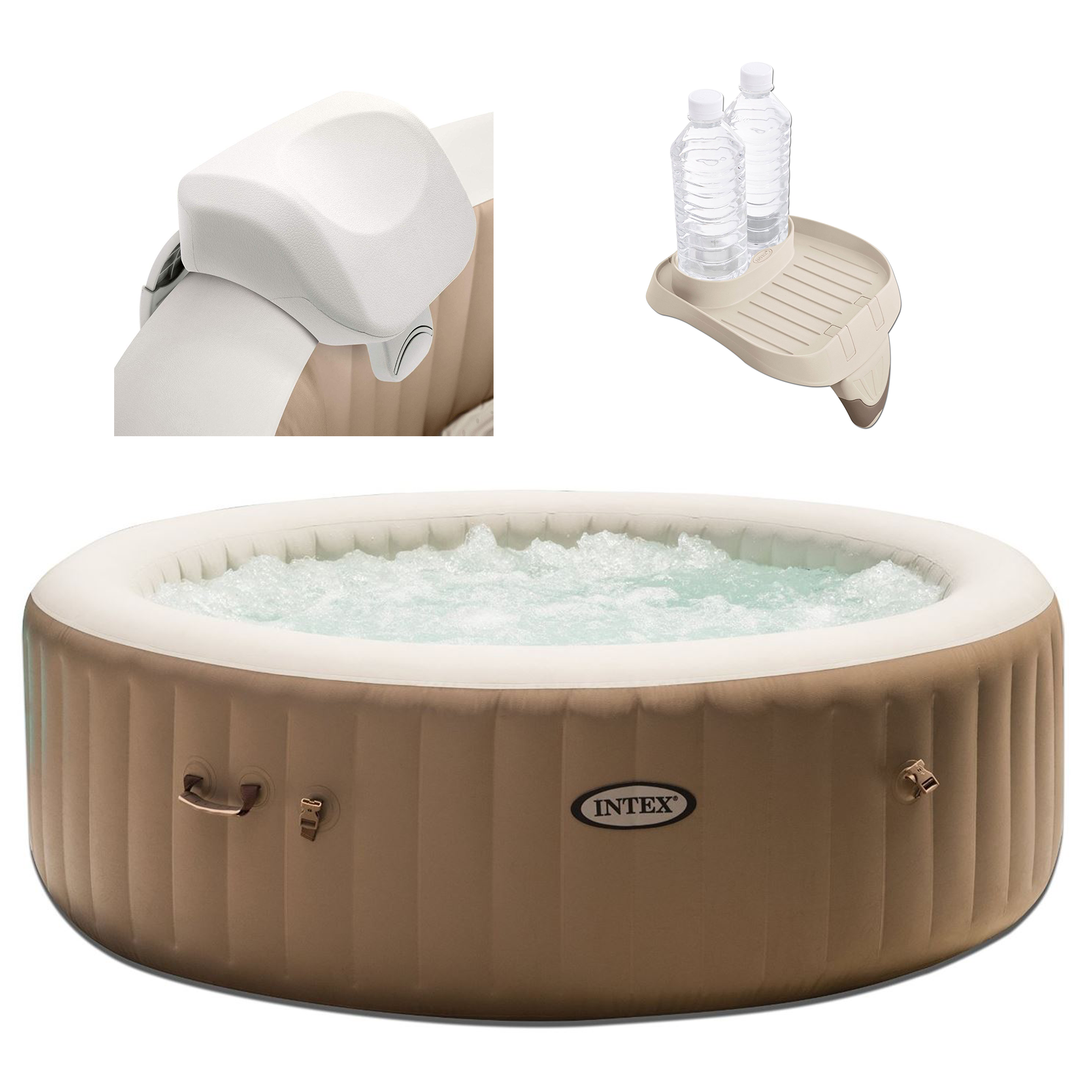 Details About Intex 28407e Pure Spa 4 Person Inflatable Hot Tub With Headrest And Cup Holder