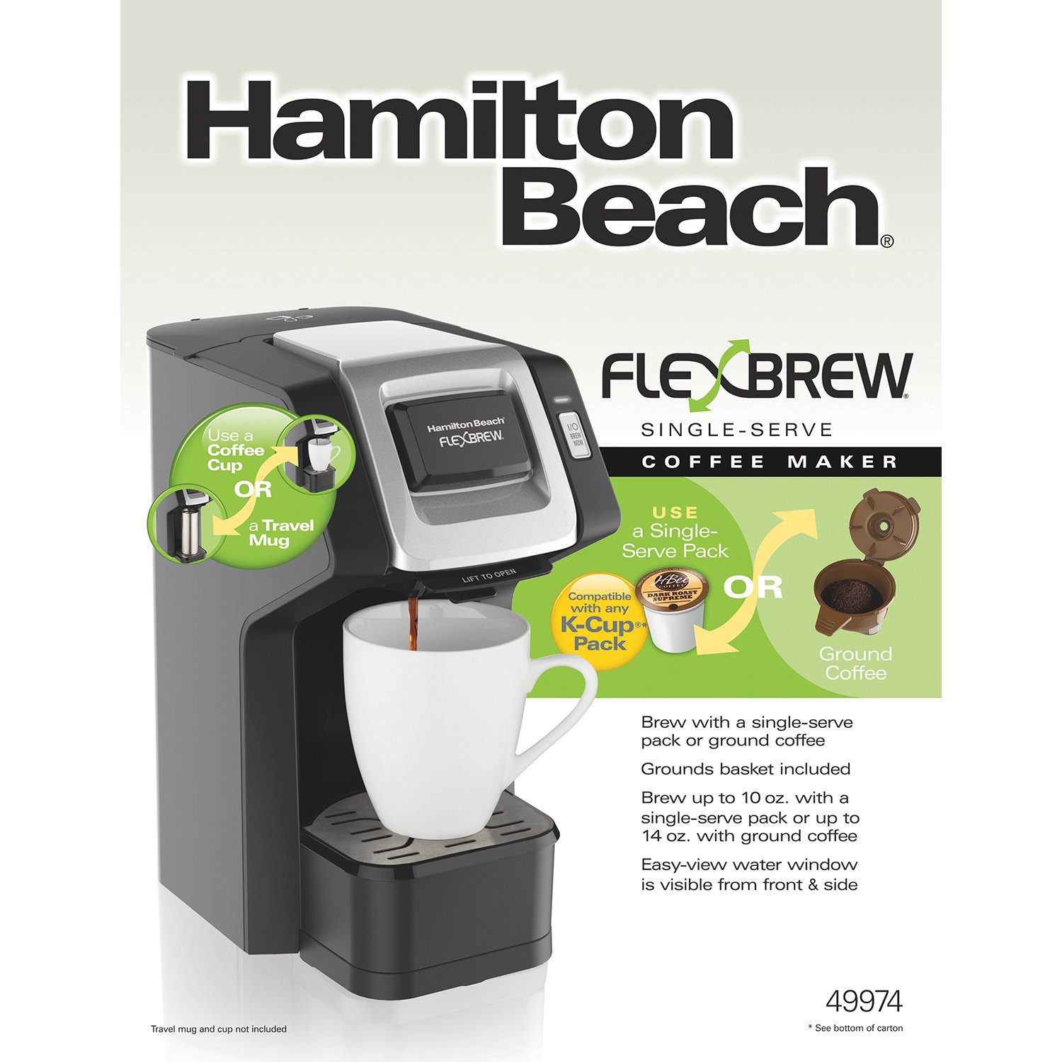 Hamilton Beach Flexbrew Single Serve Grind and Brew Ground Coffee Maker, Black eBay