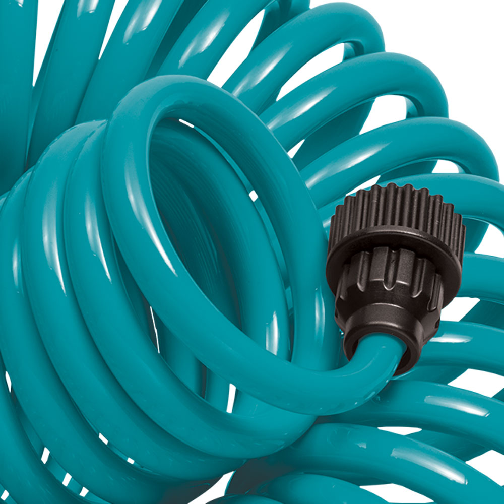 Orbit 50 Foot Teal Coil Garden Hose with ABS Threads and 8 Spray