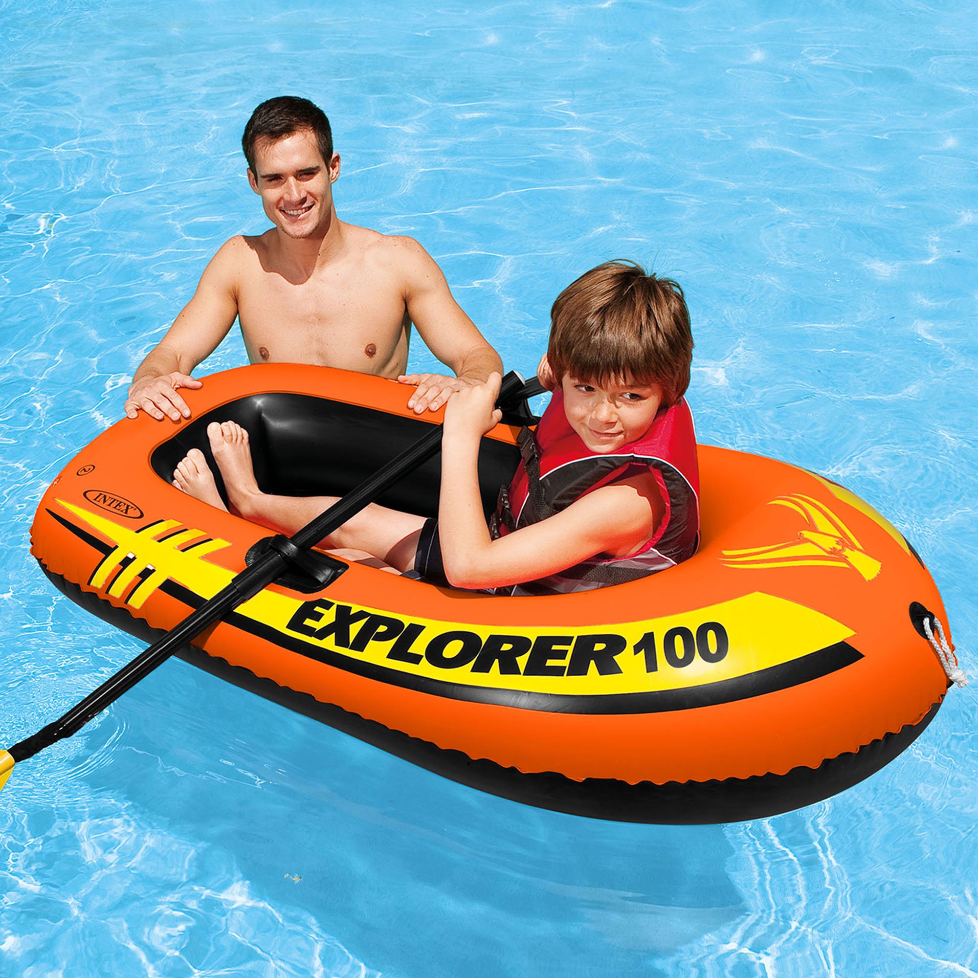 Intex Explorer 100 1 Person Youth Size Pool Lake Inflatable Raft Row ...