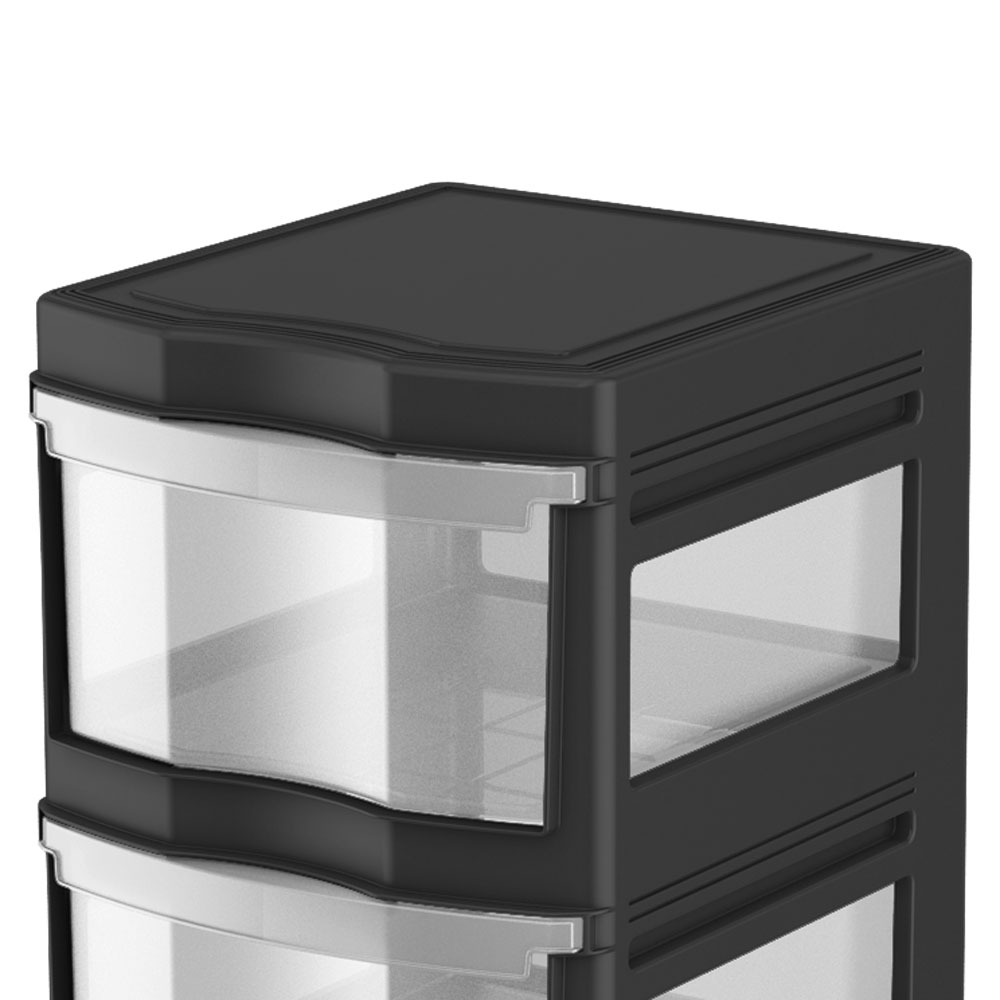 Life Story Classic 3 Shelf Storage Organizer Plastic Drawers Black 2