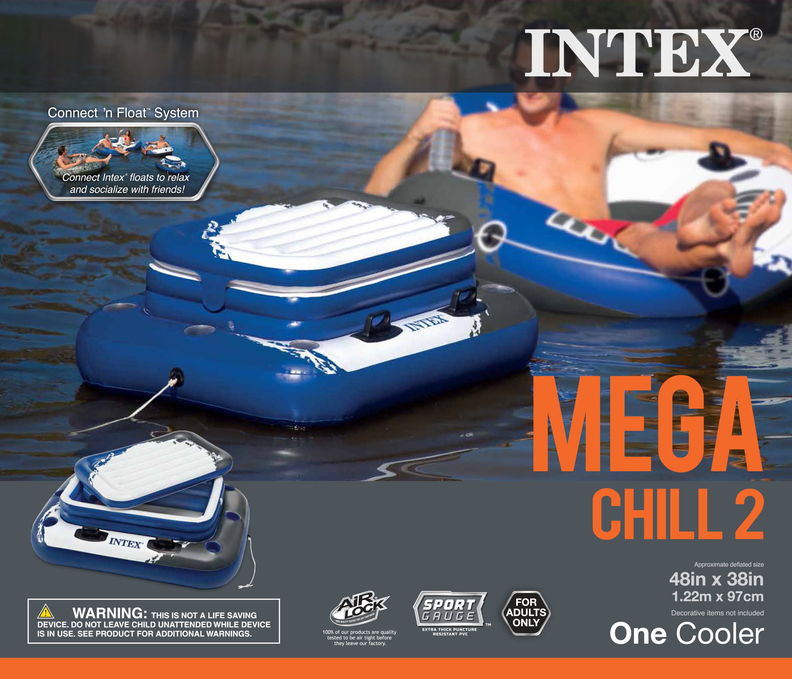 two person raft with cooler